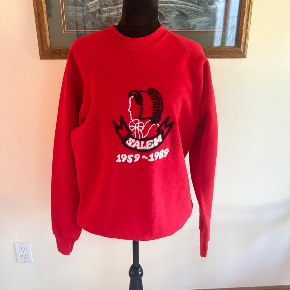 Fruit of the Loom Salem Anniversary Sweatshirt Mens XL Red Vintage 80s USA Made